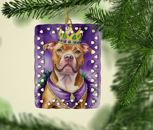 Pit Bull Terrier King of Mardi Gras Porcelain Ornament
