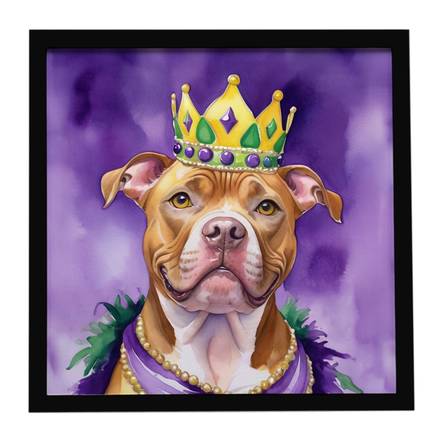 Pit Bull Terrier King of Mardi Gras Framed Metal Print