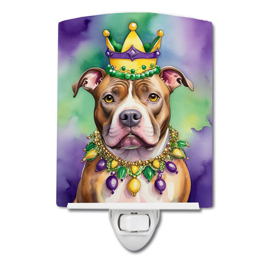 Pit Bull Terrier King of Mardi Gras Ceramic Night Light