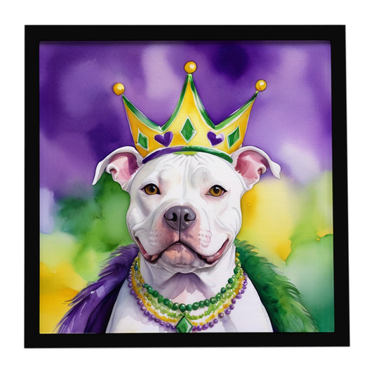 Pit Bull Terrier King of Mardi Gras Framed Metal Print