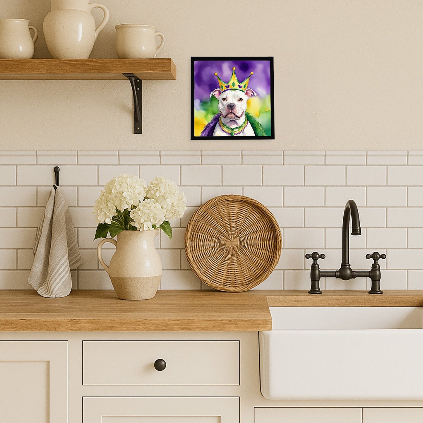 Pit Bull Terrier King of Mardi Gras Framed Metal Print