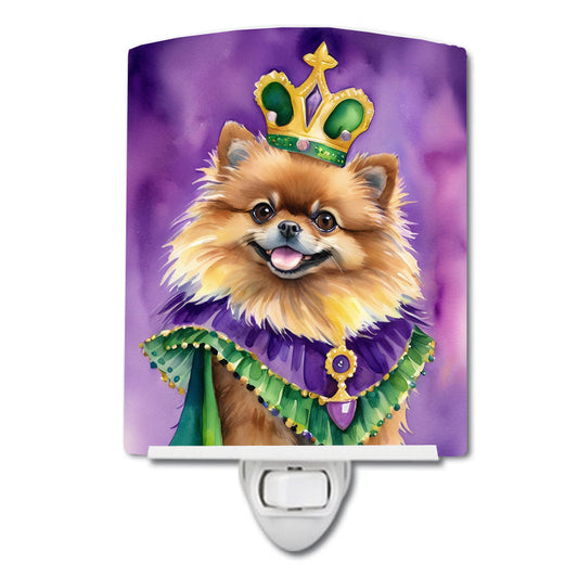 Pomeranian King of Mardi Gras Ceramic Night Light