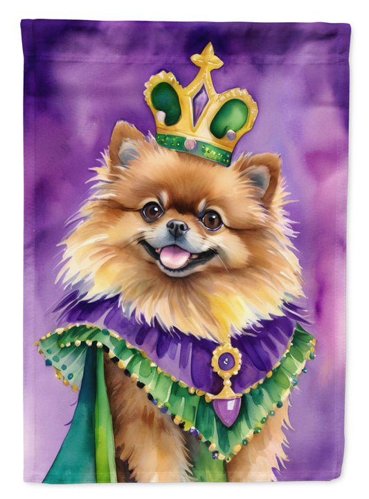 Pomeranian King of Mardi Gras Garden Flag - Vibrant Dog-Themed Yard Decor by Caroline's Treasures