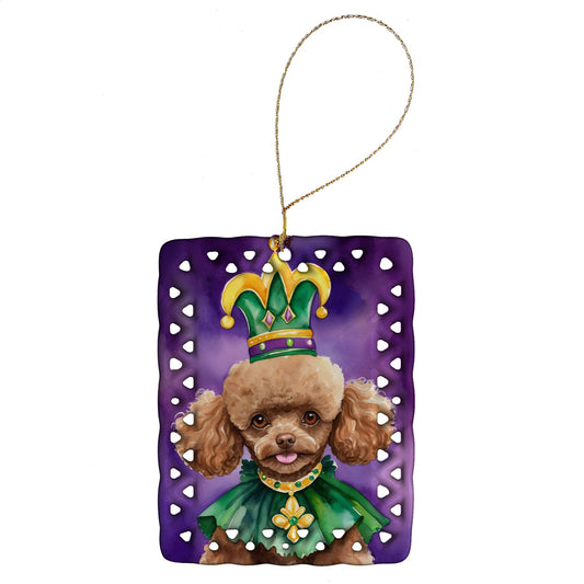 Poodle King of Mardi Gras Porcelain Ornament