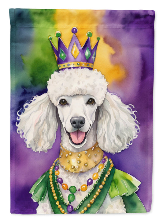 White Poodle King of Mardi Gras Garden Flag - Vibrant Dog-Themed Yard Decor by Caroline's Treasures