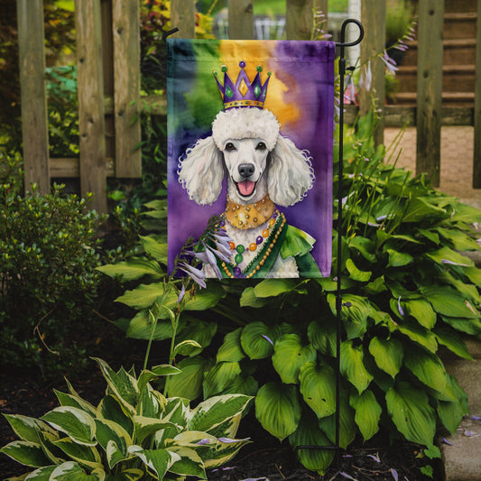 White Poodle King of Mardi Gras Garden Flag - Vibrant Dog-Themed Yard Decor by Caroline's Treasures