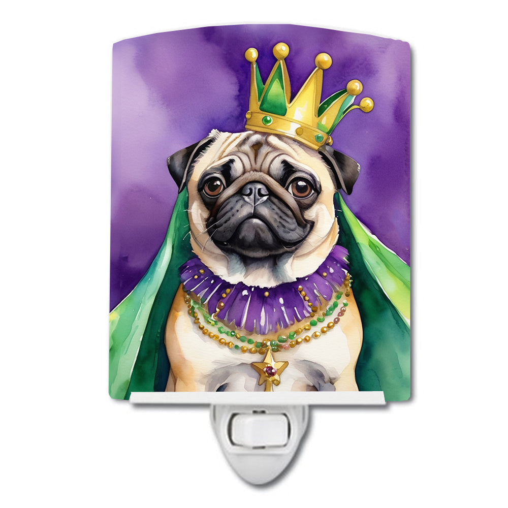 Pug King of Mardi Gras Ceramic Night Light