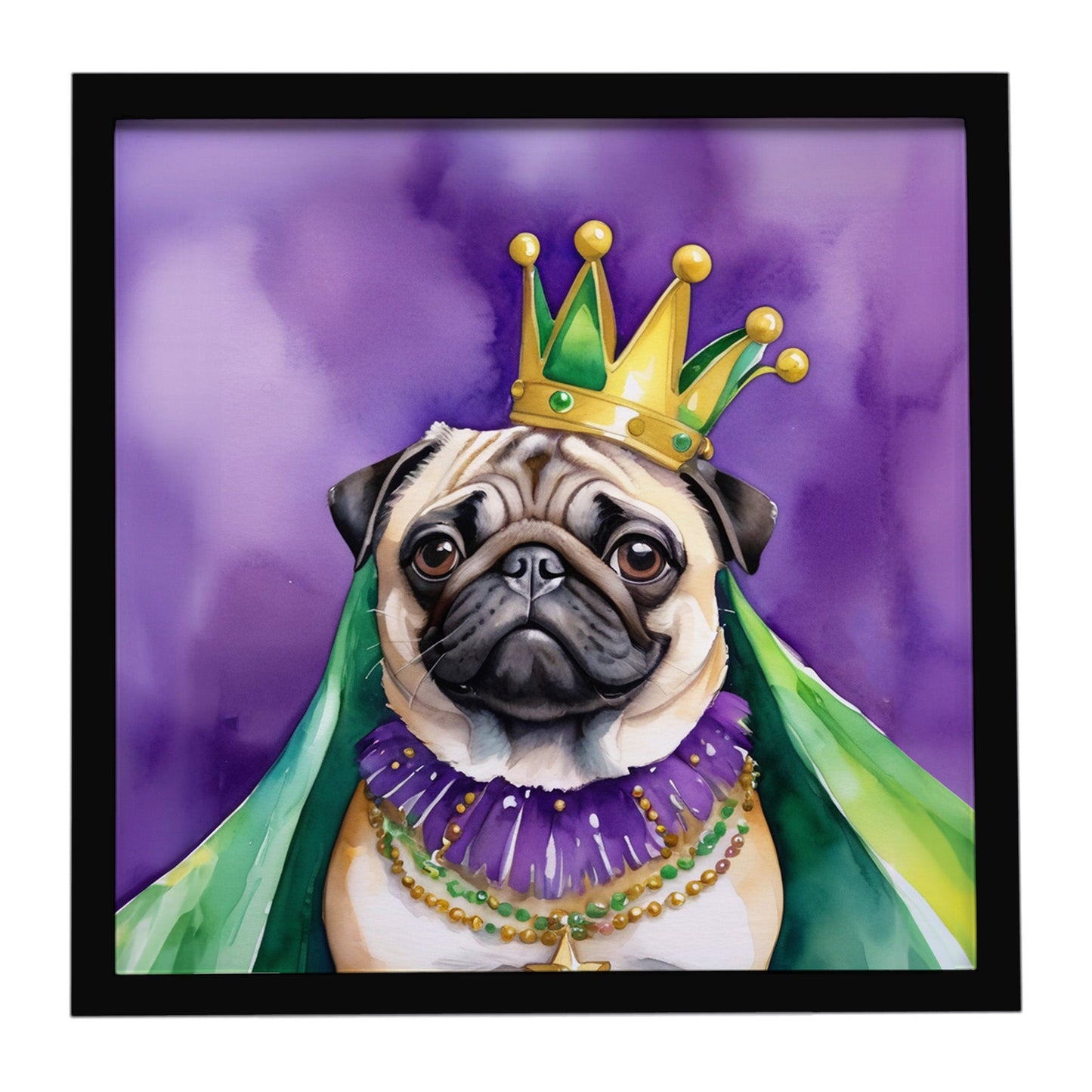 Pug King of Mardi Gras Framed Metal Print