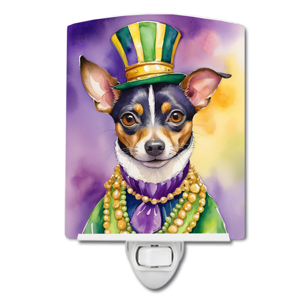 Rat Terrier King of Mardi Gras Ceramic Night Light