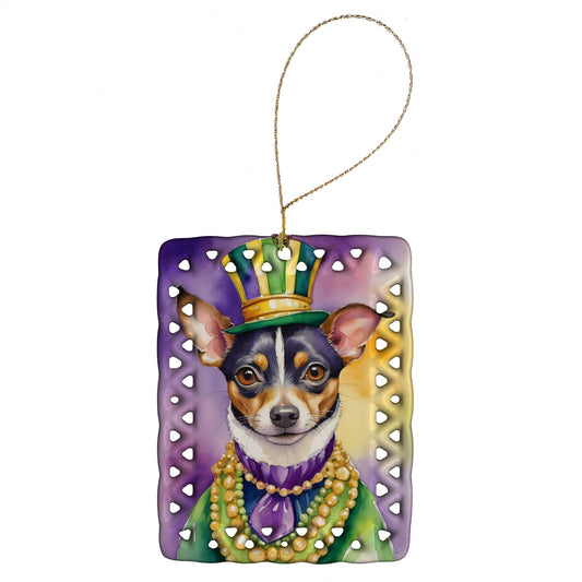 Rat Terrier King of Mardi Gras Porcelain Ornament
