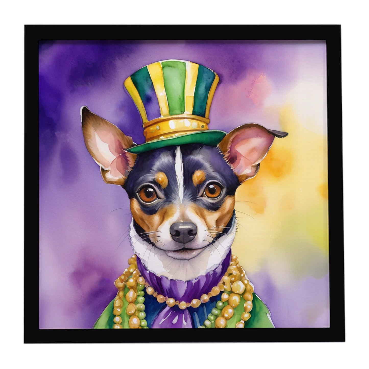 Rat Terrier King of Mardi Gras Framed Metal Print