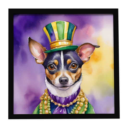 Rat Terrier King of Mardi Gras Framed Metal Print