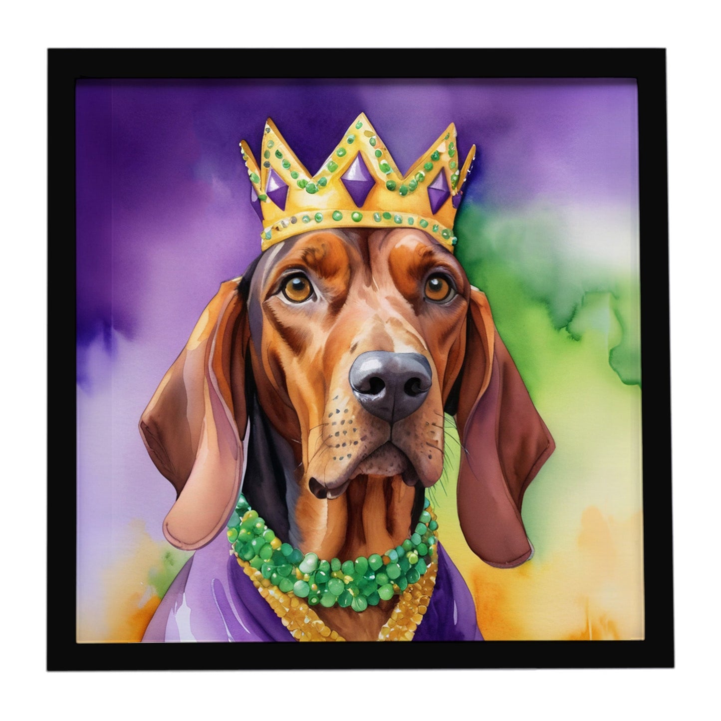Redbone Coonhound King of Mardi Gras Framed Metal Print