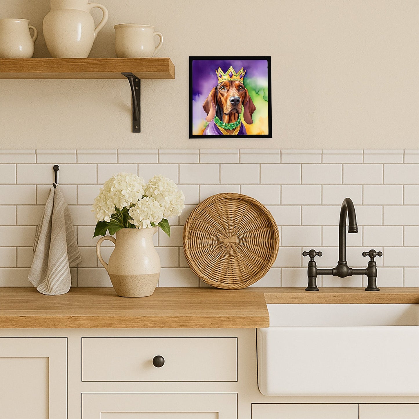 Redbone Coonhound King of Mardi Gras Framed Metal Print