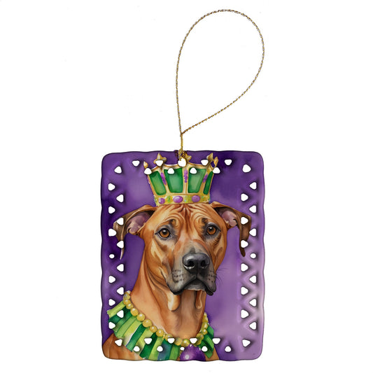 Rhodesian Ridgeback King of Mardi Gras Porcelain Ornament