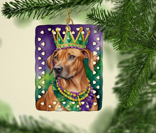 Rhodesian Ridgeback King of Mardi Gras Porcelain Ornament
