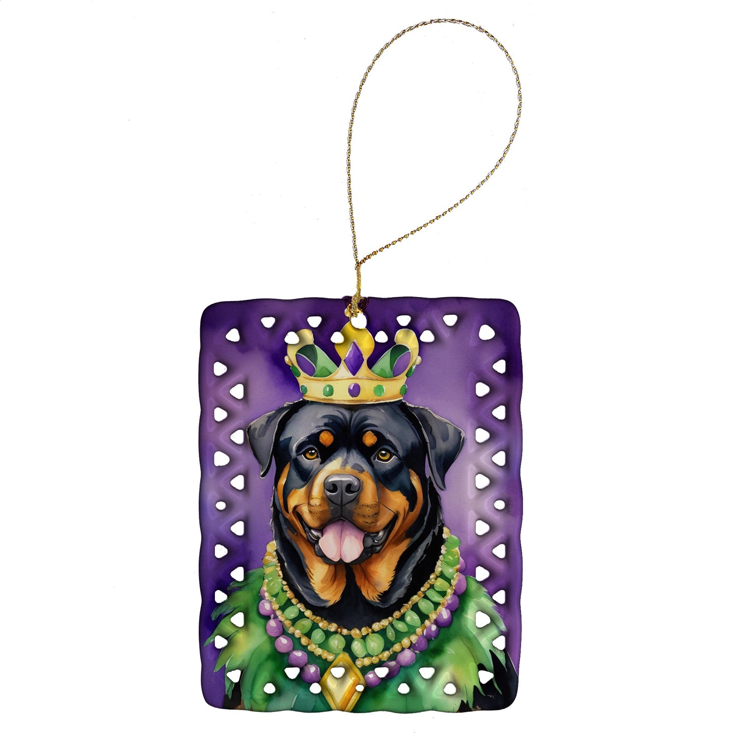 Rottweiler King of Mardi Gras Porcelain Ornament