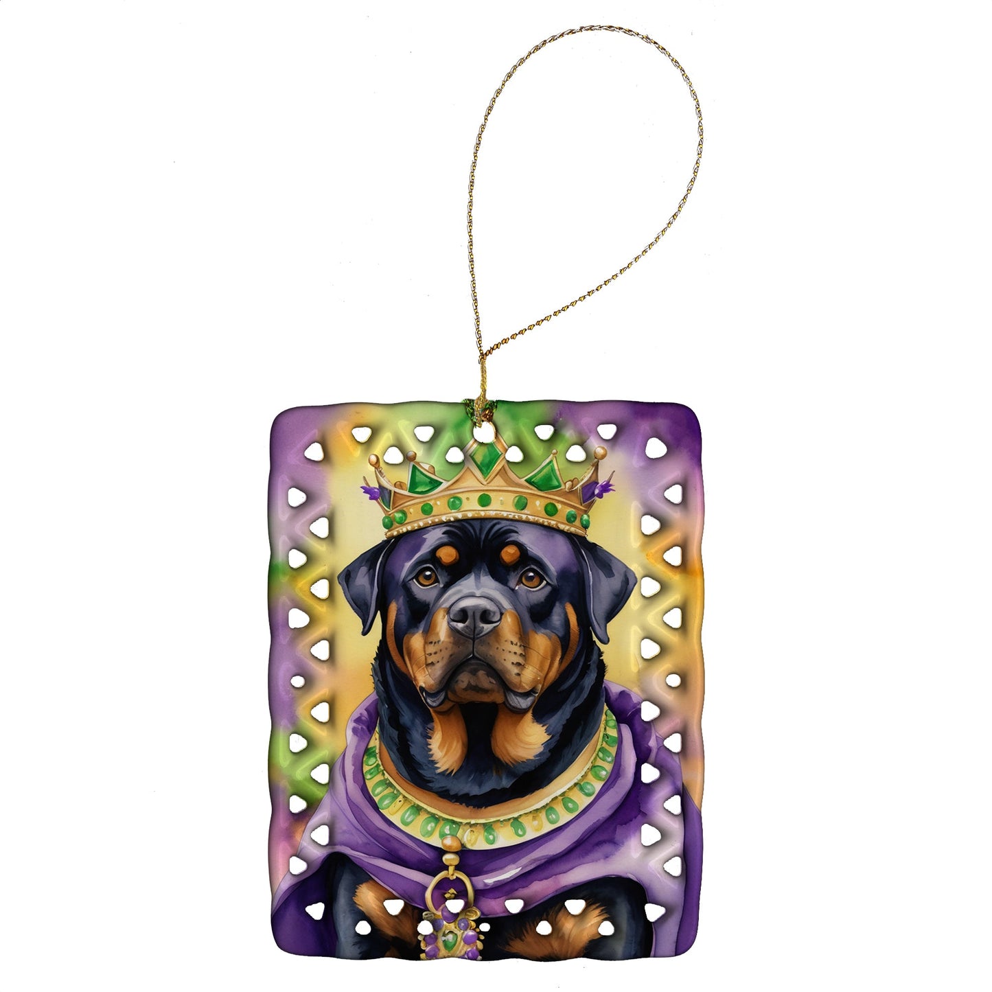Rottweiler King of Mardi Gras Porcelain Ornament