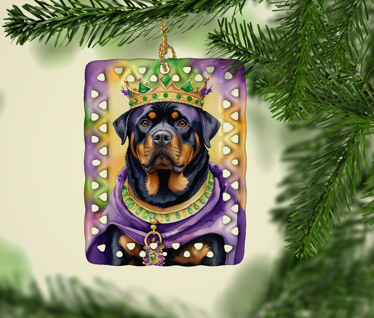 Rottweiler King of Mardi Gras Porcelain Ornament