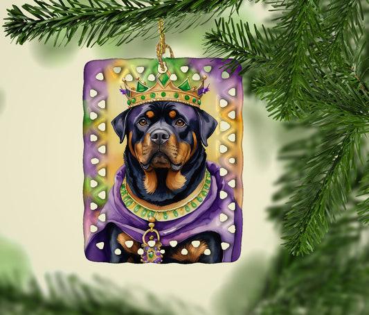 Rottweiler King of Mardi Gras Porcelain Ornament