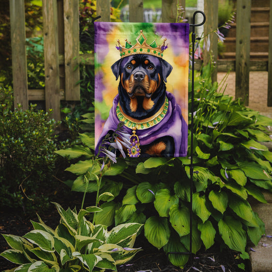 Rottweiler King of Mardi Gras Garden Flag - Vibrant Dog-Themed Yard Decor by Caroline's Treasures