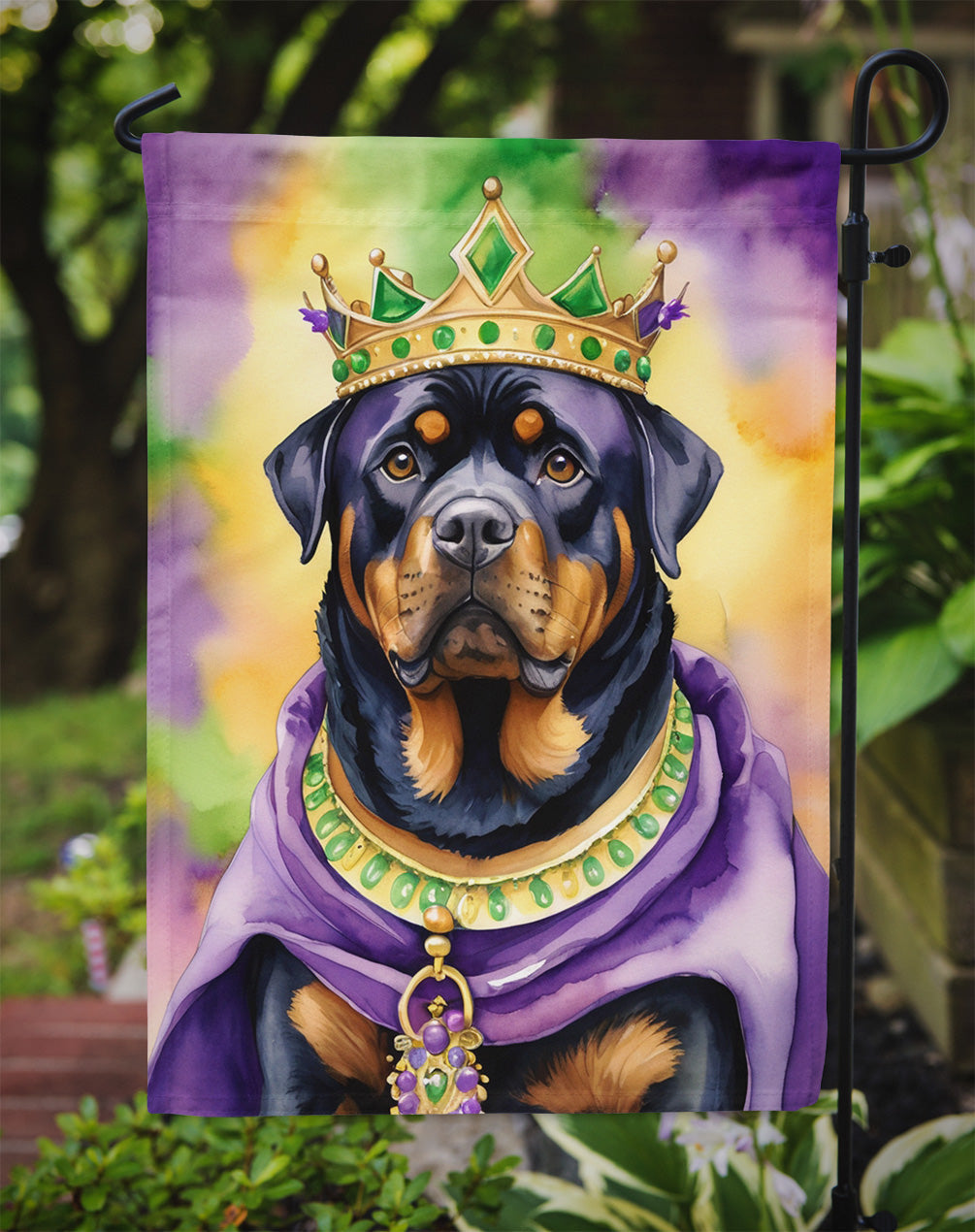 Rottweiler King of Mardi Gras Garden Flag - Vibrant Dog-Themed Yard Decor by Caroline's Treasures