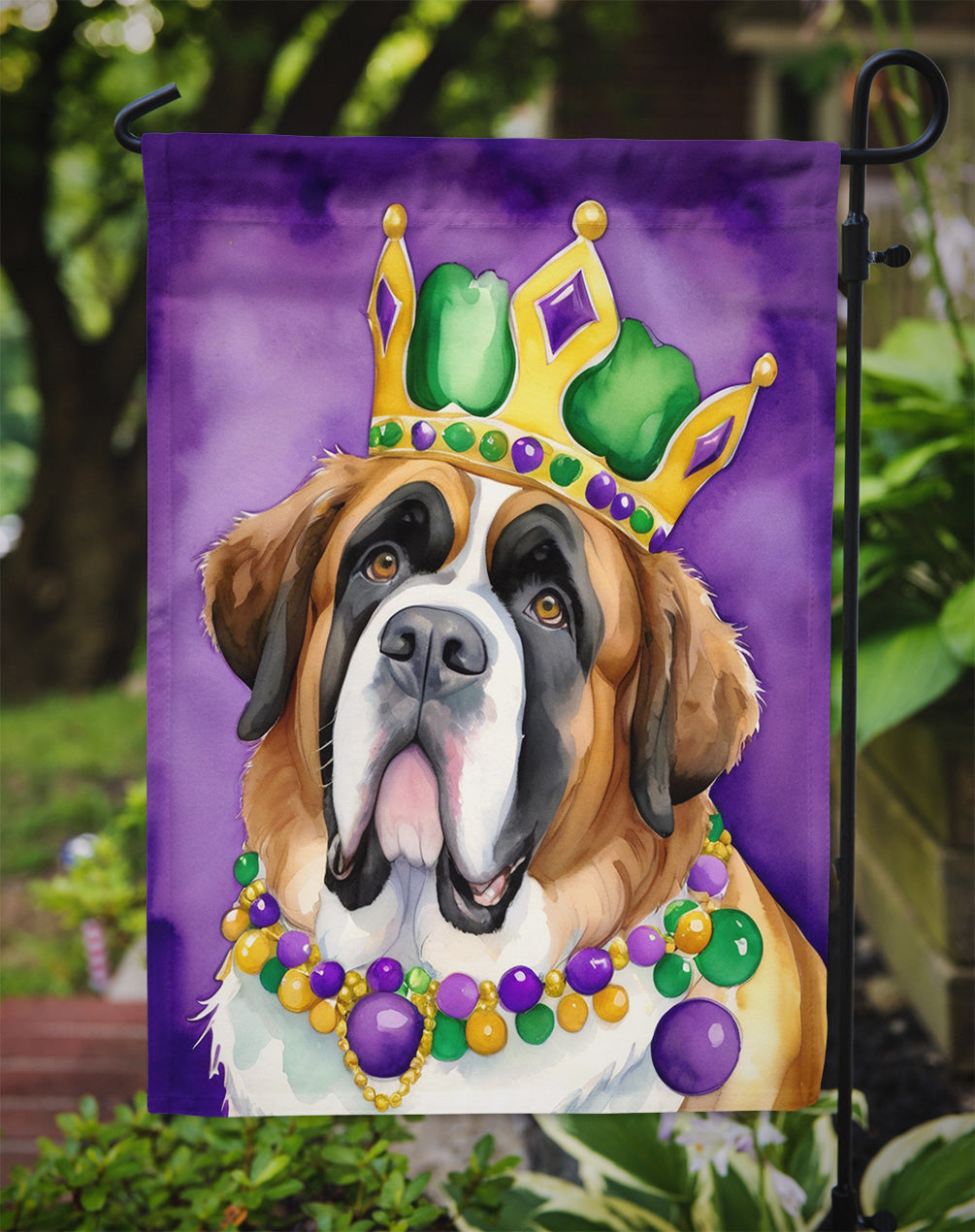 Saint Bernard King of Mardi Gras Garden Flag - Vibrant Dog-Themed Yard Decor by Caroline's Treasures