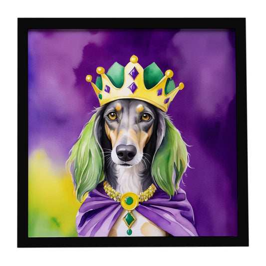 Saluki King of Mardi Gras Framed Metal Print