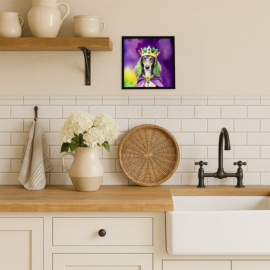 Saluki King of Mardi Gras Framed Metal Print