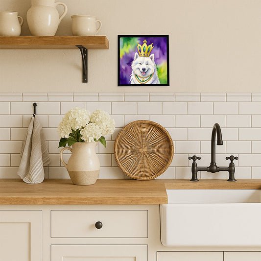 Samoyed King of Mardi Gras Framed Metal Print