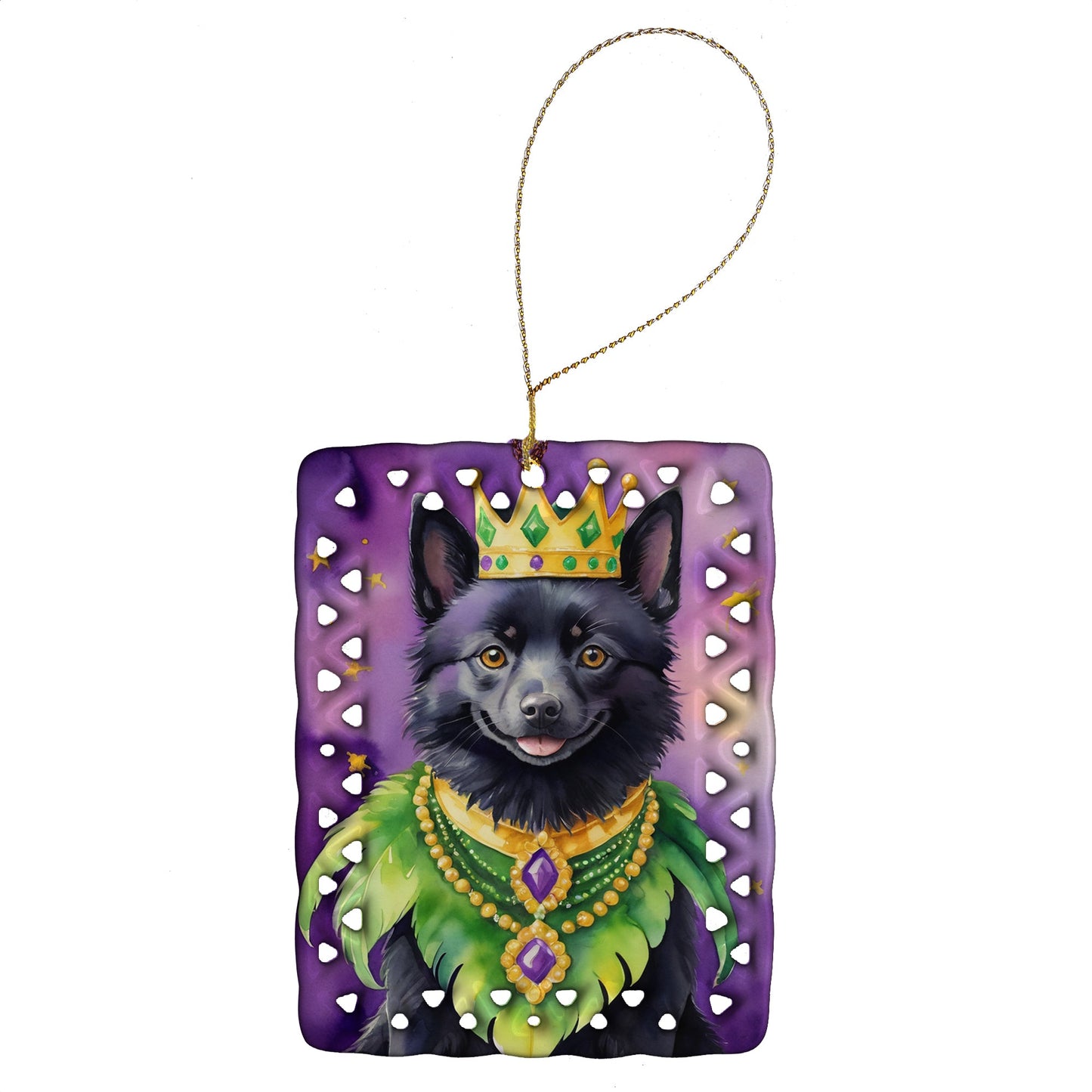 Schipperke King of Mardi Gras Porcelain Ornament