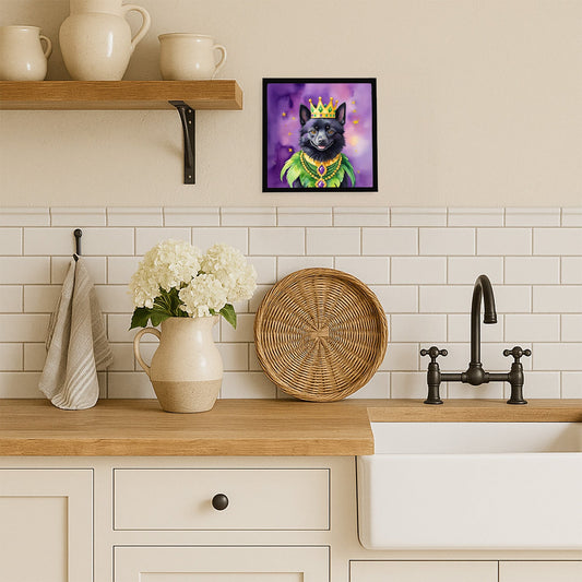 Schipperke King of Mardi Gras Framed Metal Print