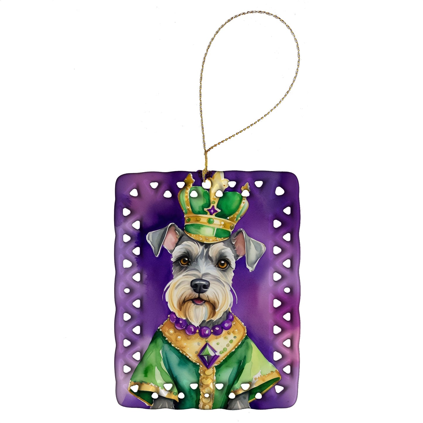 Schnauzer King of Mardi Gras Porcelain Ornament