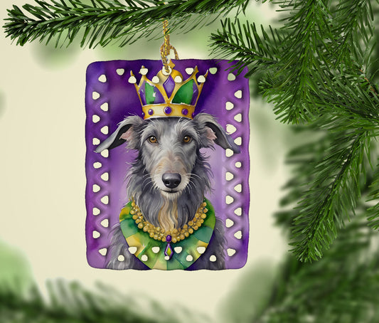 Scottish Deerhound King of Mardi Gras Porcelain Ornament