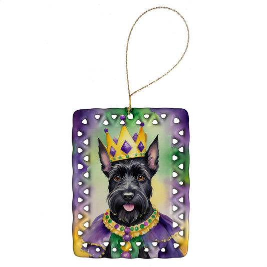 Scottish Terrier King of Mardi Gras Porcelain Ornament