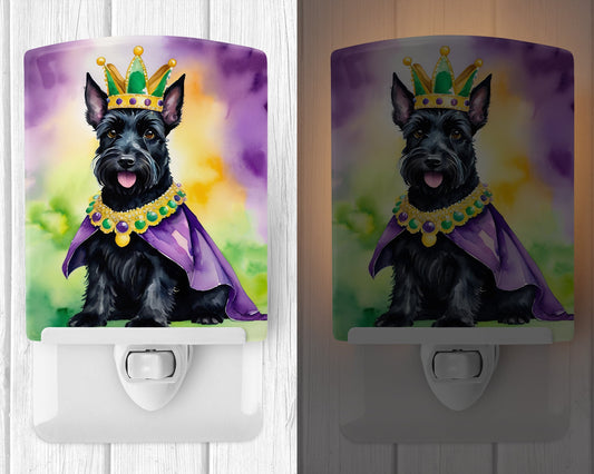 Scottish Terrier King of Mardi Gras Ceramic Night Light