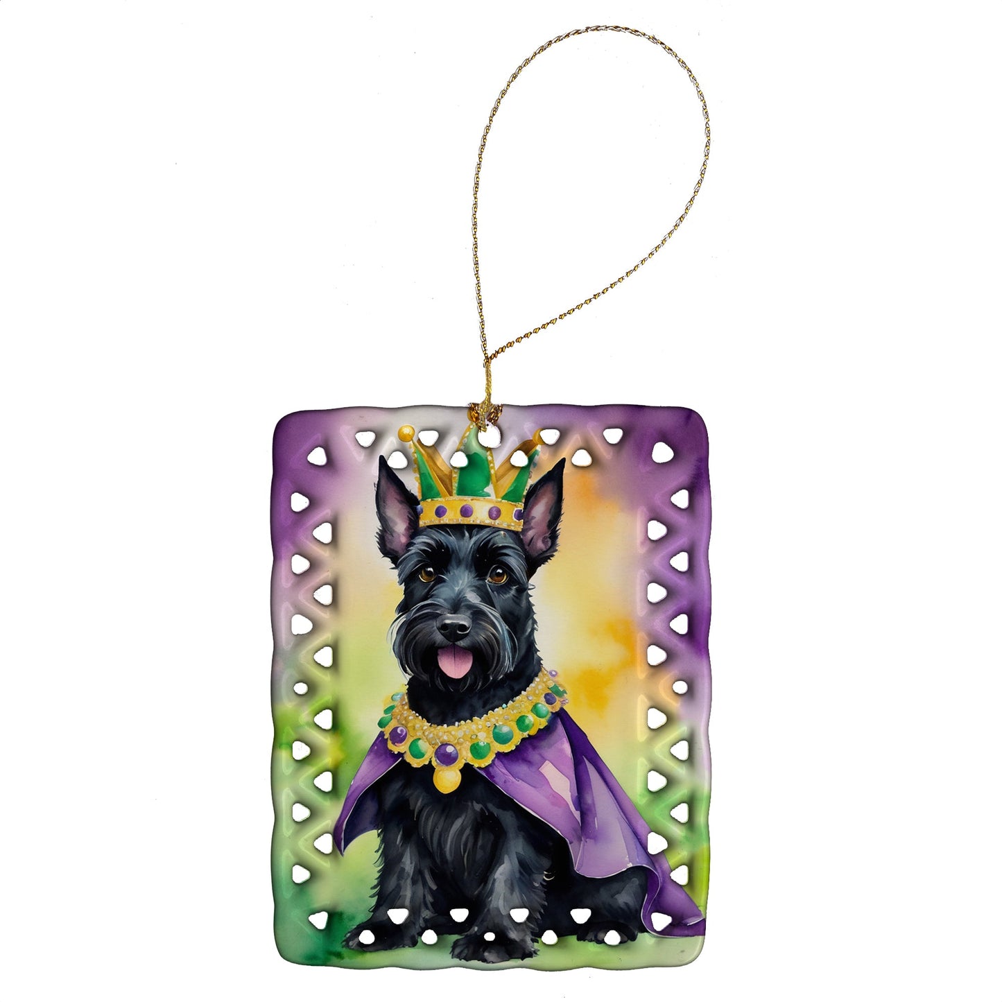 Scottish Terrier King of Mardi Gras Porcelain Ornament