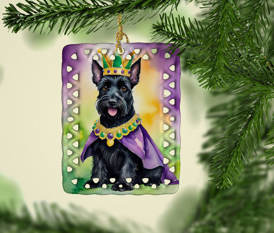 Scottish Terrier King of Mardi Gras Porcelain Ornament