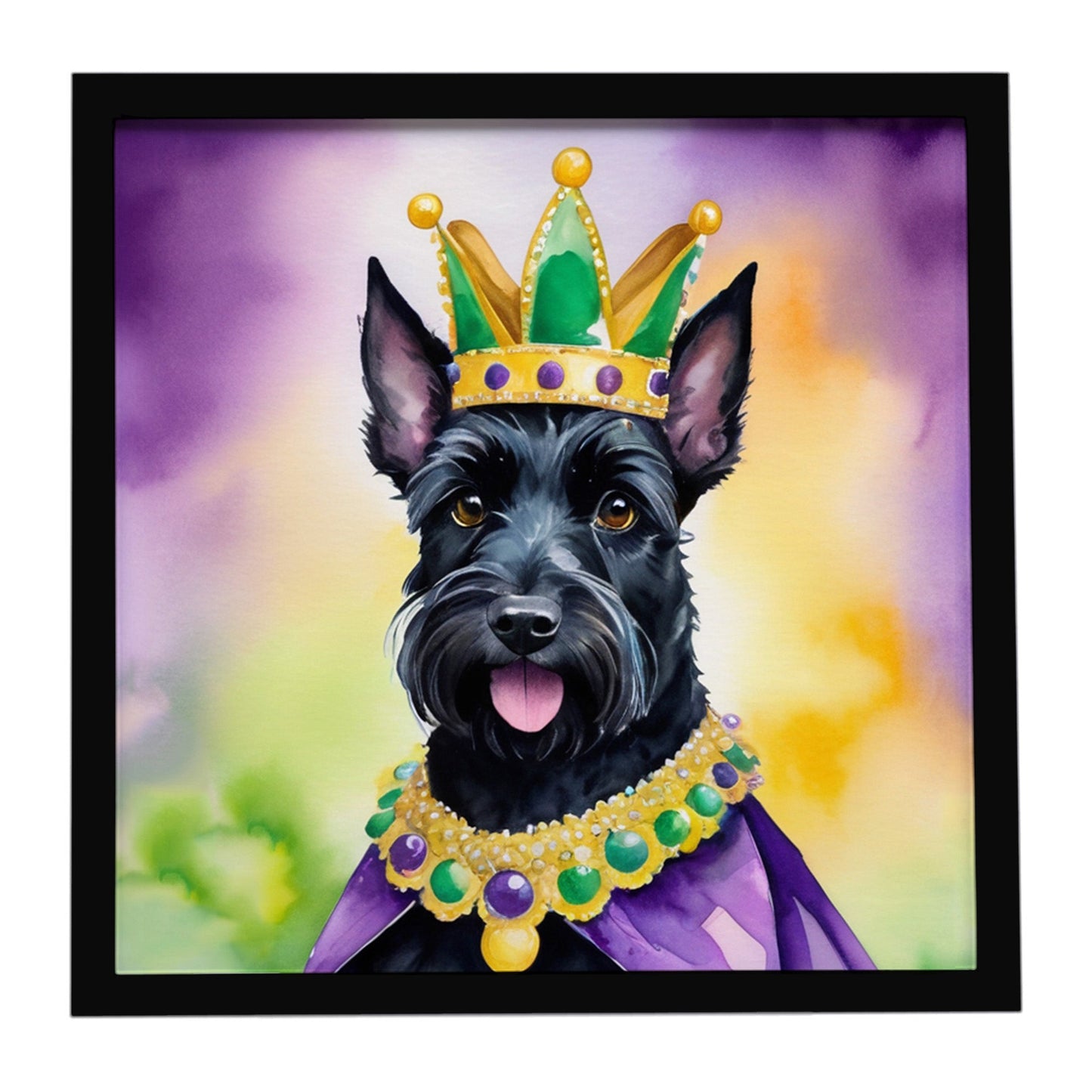 Scottish Terrier King of Mardi Gras Framed Metal Print