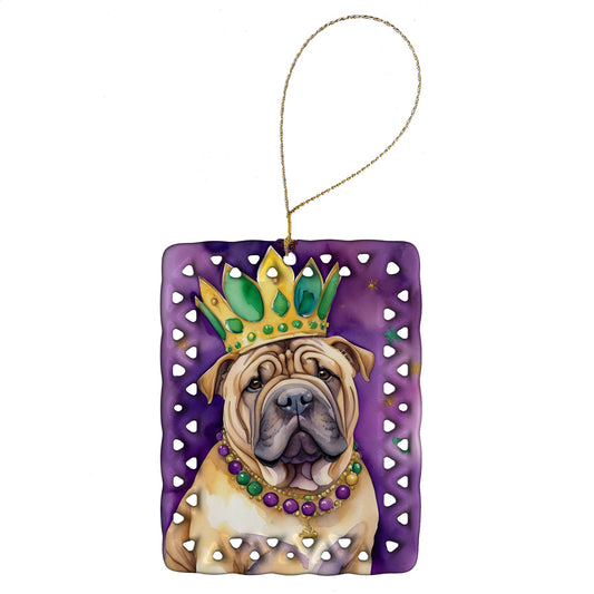 Shar Pei King of Mardi Gras Porcelain Ornament