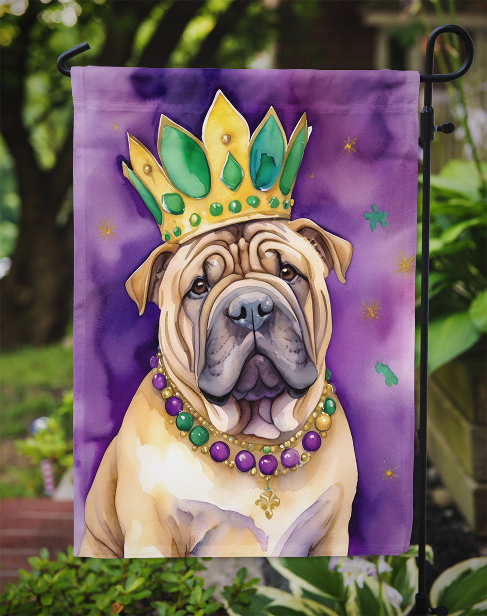 Shar Pei King of Mardi Gras Garden Flag - Vibrant Dog-Themed Yard Decor by Caroline's Treasures