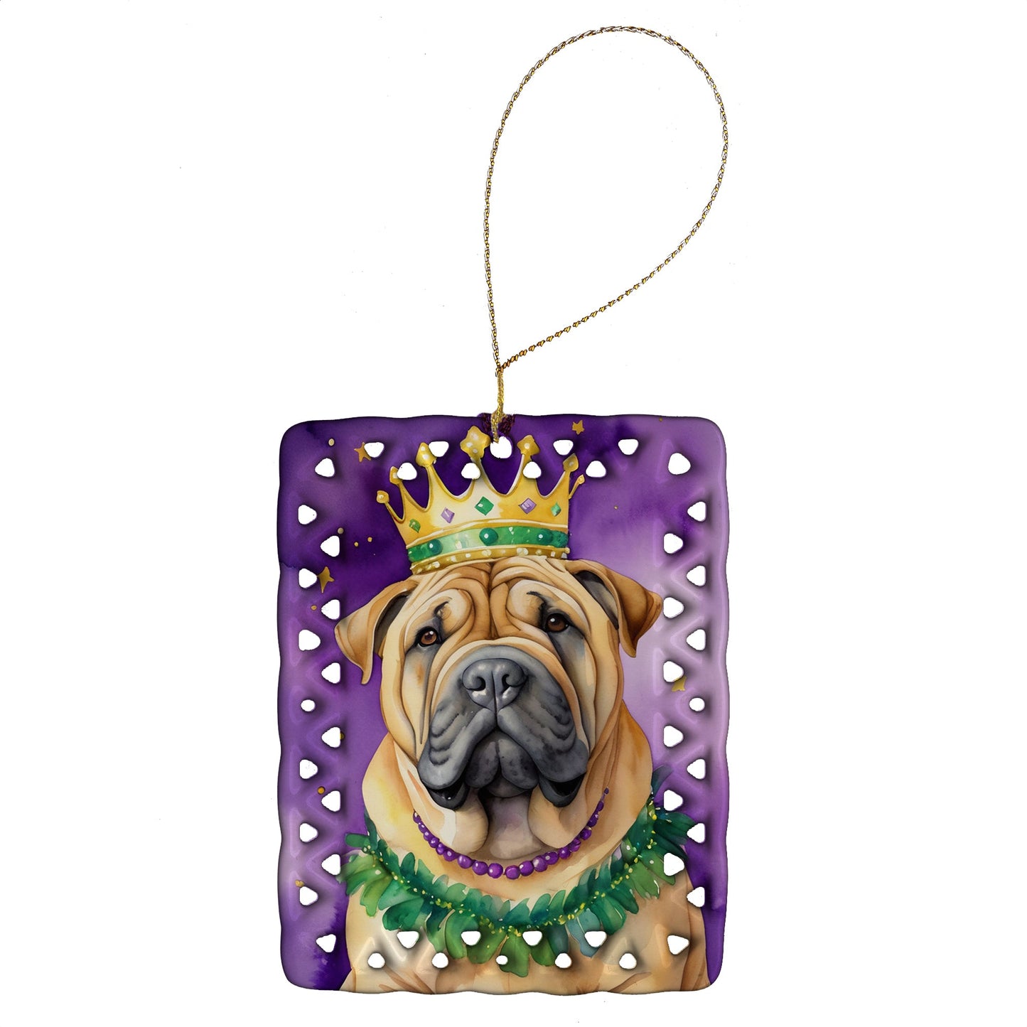 Shar Pei King of Mardi Gras Porcelain Ornament