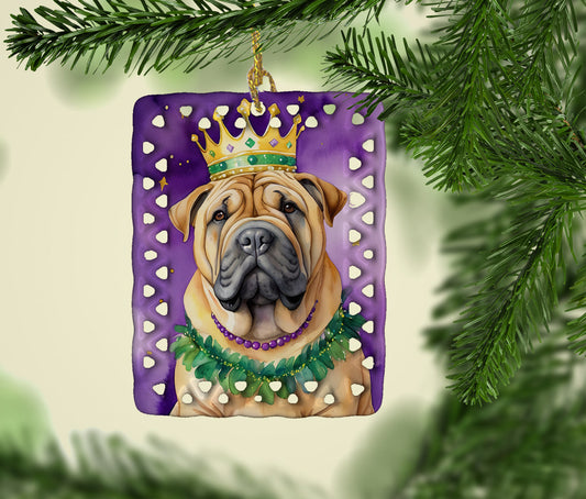 Shar Pei King of Mardi Gras Porcelain Ornament
