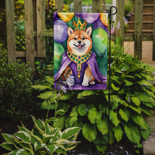 Shiba Inu King of Mardi Gras Garden Flag - Vibrant Dog-Themed Yard Decor by Caroline's Treasures