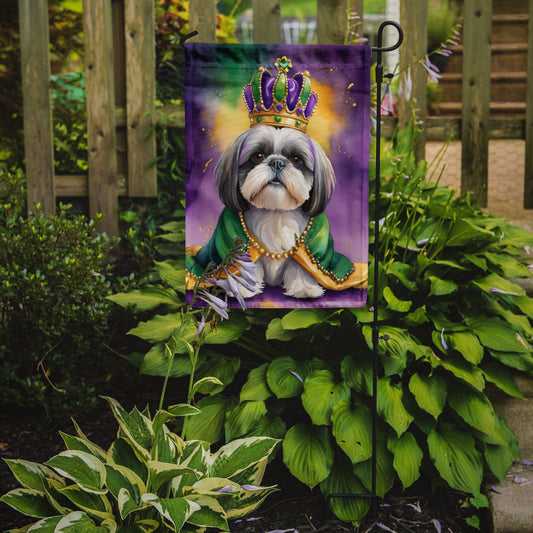 Shih Tzu King of Mardi Gras Garden Flag - Vibrant Dog-Themed Yard Decor by Caroline's Treasures