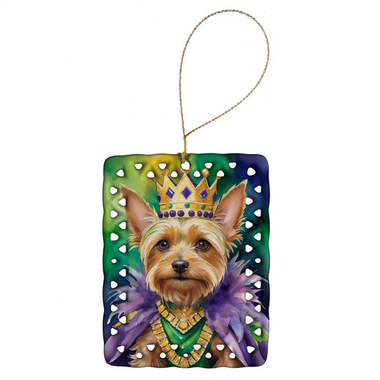 Silky Terrier King of Mardi Gras Porcelain Ornament