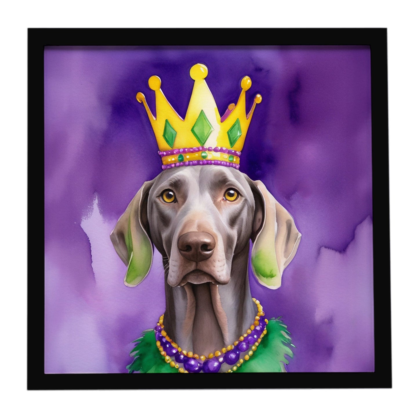 Weimaraner King of Mardi Gras Framed Metal Print