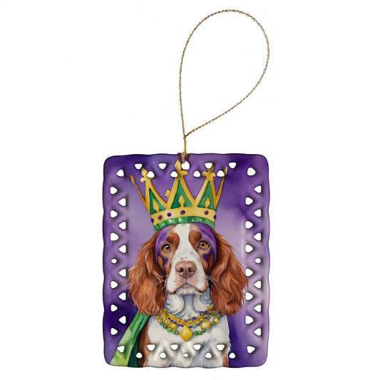 Welsh Springer Spaniel King of Mardi Gras Porcelain Ornament