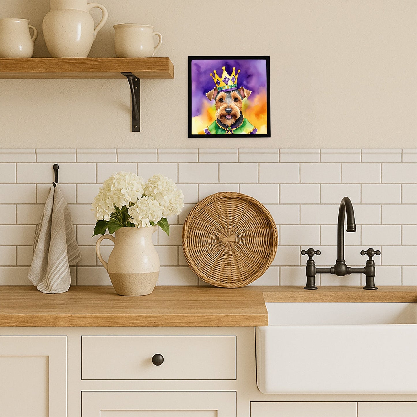 Welsh Terrier King of Mardi Gras Framed Metal Print