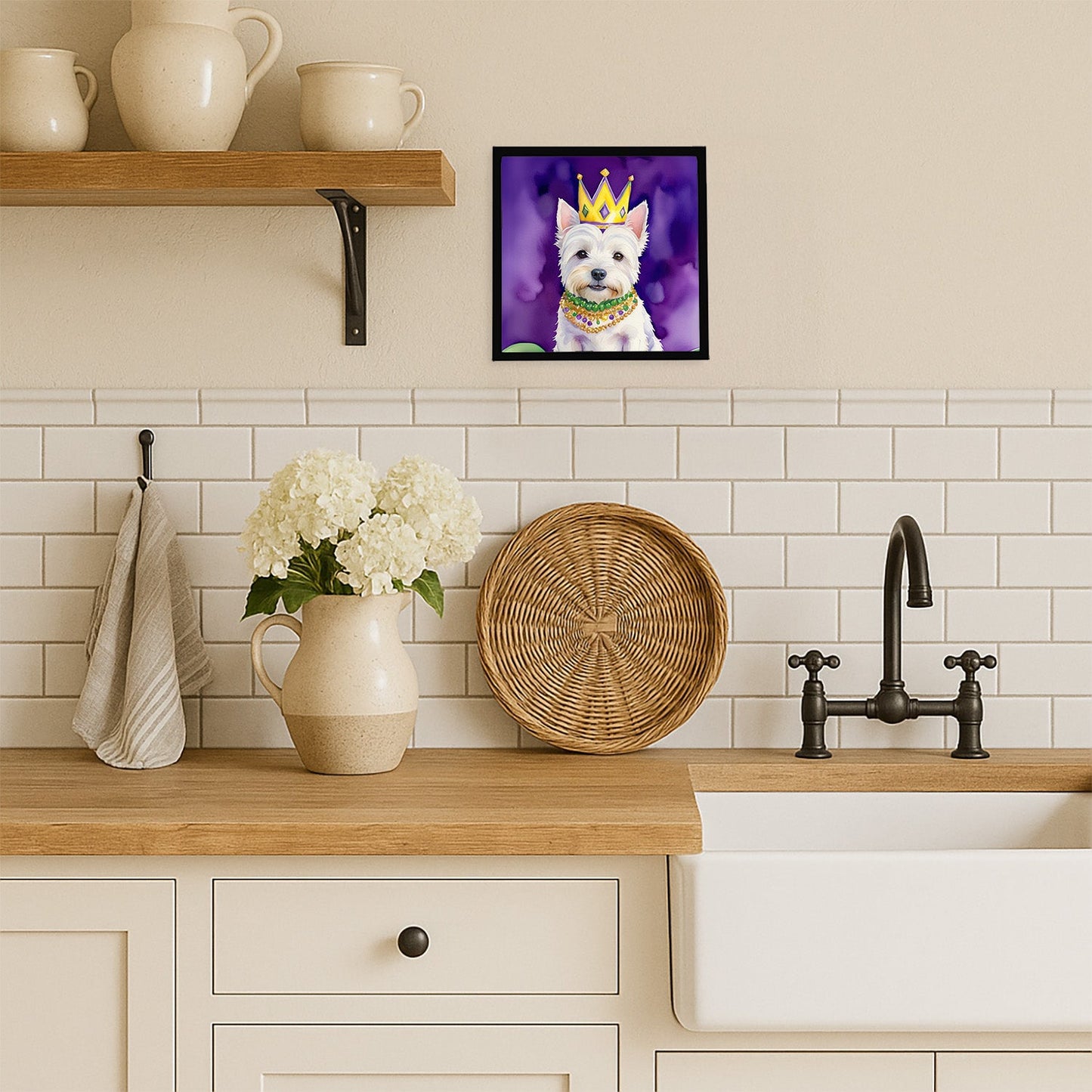 Westie King of Mardi Gras Framed Metal Print